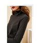 Women's High Neck Knitted Shirt Skin-friendly Breathable Stitching Color Bottoming Shirt Pull Over High Collar Loose Fit Long Sleeves T-shirt Basic