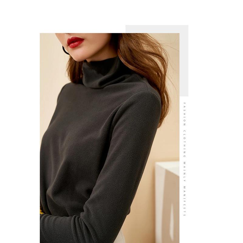 Women's High Neck Knitted Shirt Skin-friendly Breathable Stitching Color Bottoming Shirt Pull Over High Collar Loose Fit Long Sleeves T-shirt Basic