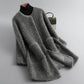 Faux Lamb Fur Coat Women's Mid-length Stitching Faux Fur Korean Style Loose Large Fur Collar Hooded Jacket