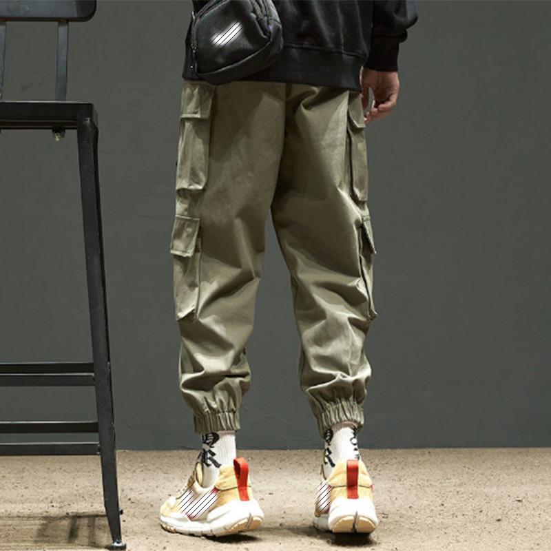 Overalls Sports Pants Men's Solid Color Trend Embroidered Logo Pocket Loose Ninth Pants Leggings Casual Pants Trend