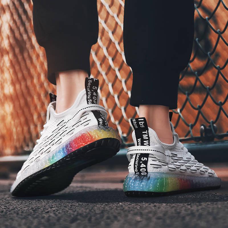Male Angel Reflective Flying Knit Shoes Men Breathable Casual Sneakers Men Color matching mesh
