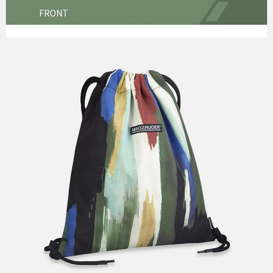 Colorful Casual Unisex Multi-layer Canvas Backpack Travel Drawstring Closure Large-capacity Sports Waterproof