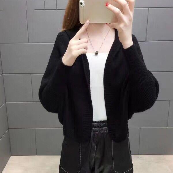 Autumn and Winter Short Knitted Cardigan Hooded College Style Loose Sweater All-match Fashionable Jacket