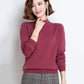 Autumn and Winter Loose Wild Cardigan Half High Neck Large Size Knitted Sweater Solid Color Comfortable Female Bottoming Shirt