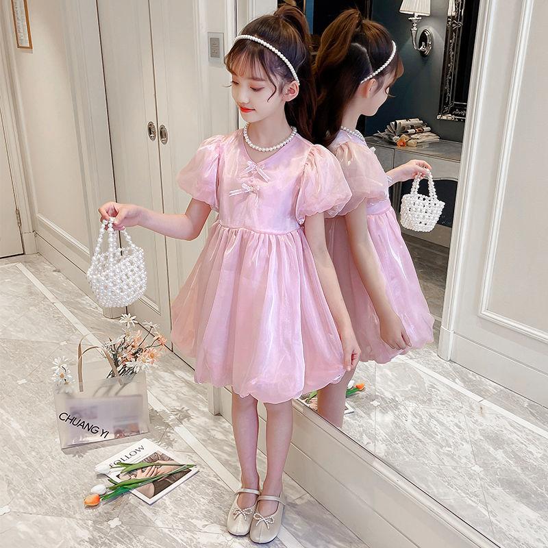 Children's Clothes Princess Dress Girls Muyun Yarn Dress Western Style Children's Puff Sleeve Skirt Summer
