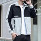 Spring and Autumn Men's Jacket Stand Collar Coat Colorblock Printing Top Trend Simple Bomber Jacket Zipper Sportwear