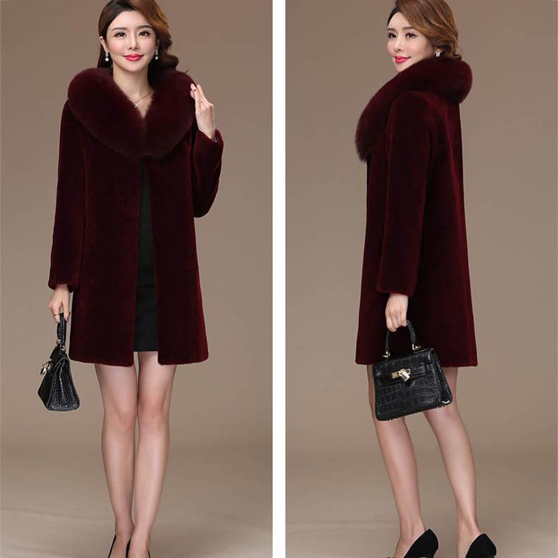 Fur Coat Women's Mid-length Coat Granular Fleece Imitation Lamb Hair Plus Size Thickening Mother's Dress