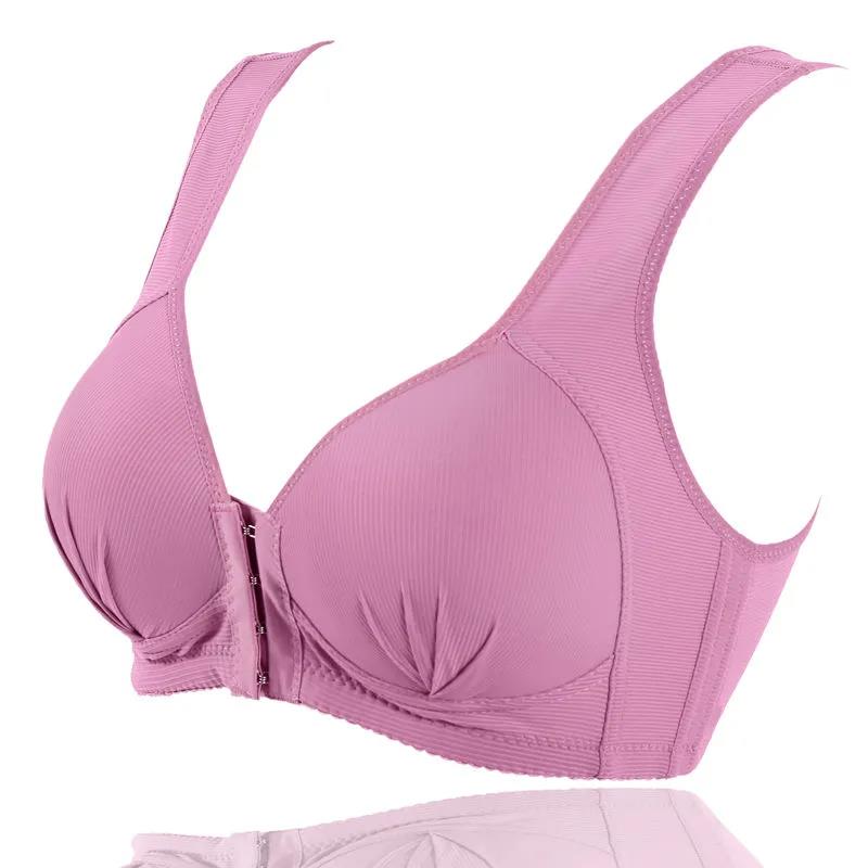 Women Push Up Soft Front Closure Solid Color Bra