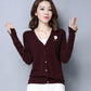 Autumn and Winter Wool Coat Cardigan V-neck Short Top Slim Knit Young Women's Sweater