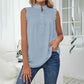 European and American Shirt Women's Sleeveless High Neck Button Frill Loose Casual Top