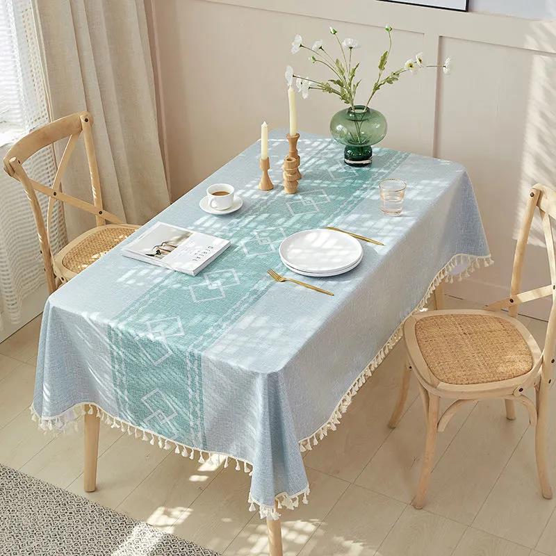 Waterproof and Oil-proof Table Cloth Rectangular Household Living Room Cotton and Linen Tablecloth
