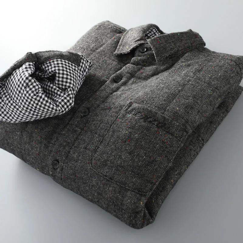 Autumn and Winter Men's Quilted Shirt Tempered High-quality Fabric Warm and Thick Casual Jacket