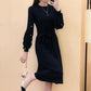 Long Over-the-knee Knitted Dress Women's Solid Color Loose Bottoming Skirt Autumn and Winter Waist Strap Sweater Skirt Women