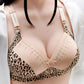 Ladies Leopard Print Padded Underwear Adjustable Shoulder Strap Breathable Casual Comfy Bras