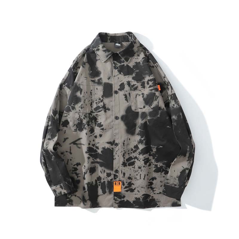 Spring and Autumn Hip-hop Retro Shirt Men's Loose Camouflage Long-sleeved Tooling Jacket Shirt
