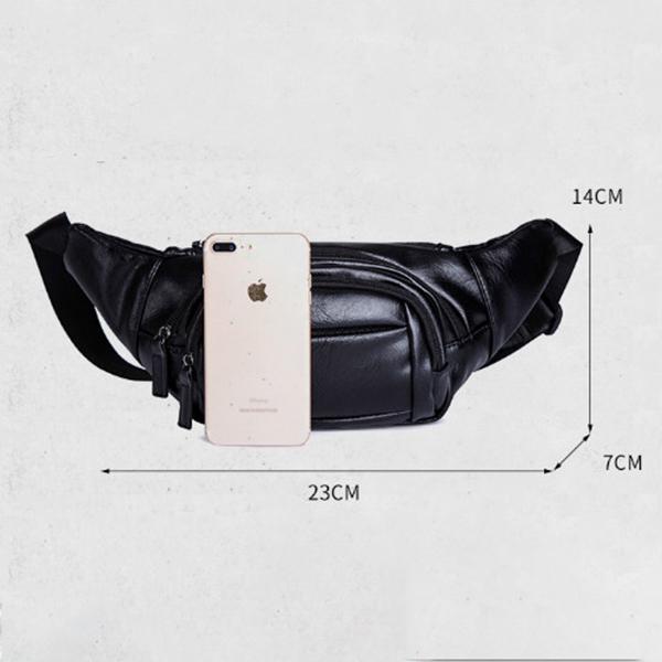 Waist Bag Men's Zipper Waterproof Black Shoulder Bag Outdoor Riding Sports Travel Messenger Bag