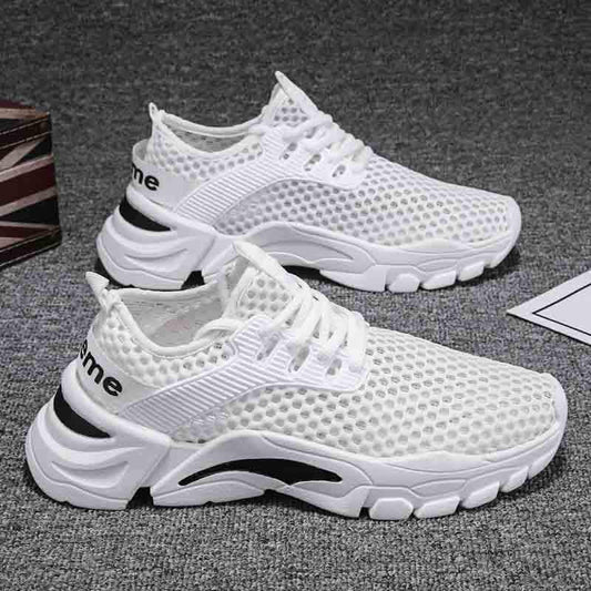Plus Size 39-44 Fashion Summer Men Mesh Sneakers Low-top Running Basketball Shoes Outdoor Non-slip Sports Shoes Shockproof Shoes