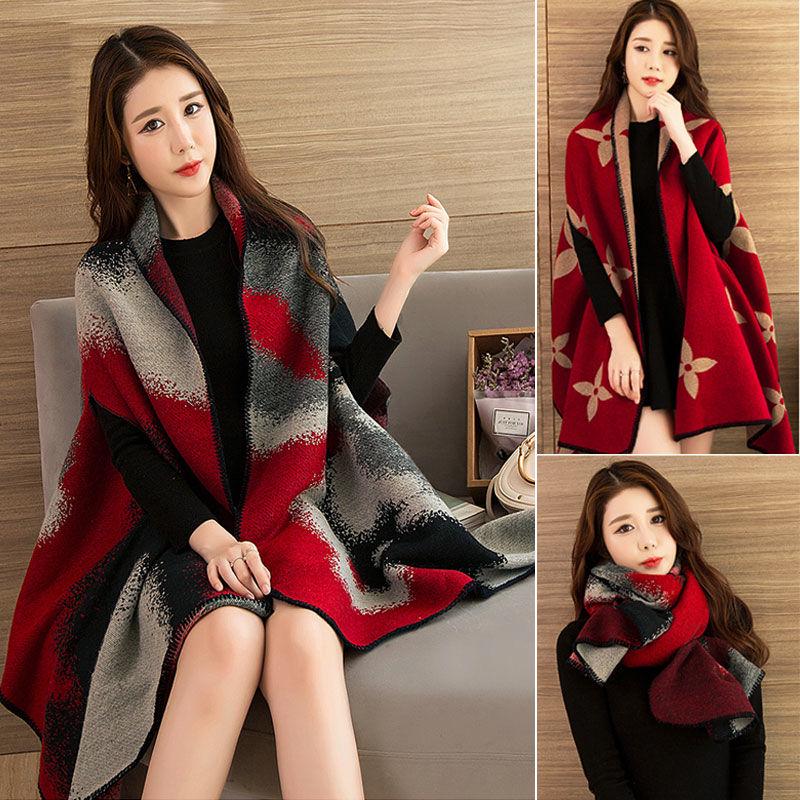Red Coat Female Mid-length Shawl Autumn Winter Women Casual Oversized Cloak Nizi Coat Tide