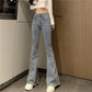 Women Fashion Wide Leg Flared Jeans Denim Comfortable Loose Jeans Zipper Pocket Trousers