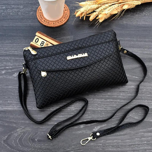 Check Leather crossbody bag Women Shoulder Messenger Bags Casual Portable Multi-Layer Large Capacity