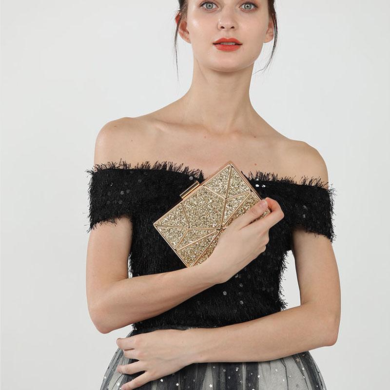 Elegance Luxury Women's Clutch Bag Shoulder Bag Ladies Smooth Box Bag Wedding Evening Banquet Bridal Rhinestones 2 belts
