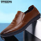 Summer Men Leather Loafers Slip-on Shoes Hollow Design Man Breathable Casual Flats Sandals