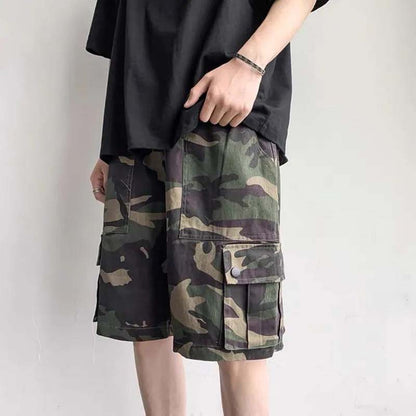 Summer Casual Camouflage Shorts Men's Straight Loose and Versatile Beach Five-point Pants
