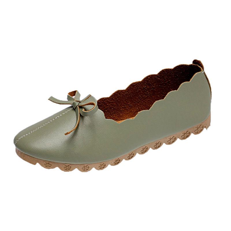 Spring and Autumn Korean Version of Shallow Mouth Mother Shoes All-match Soft-soled Round Toe Pedal Bowknot Work Lazy Shoes