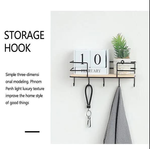 Wall Mounted Storage Rack Home Punch-Free Storage Rack Metal Solid Wood Waterproof Display Shelf