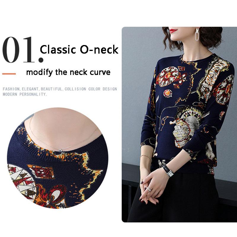 Personalized Printed Sweater Women's O-Neck  Pullover Sweater Knit Bottoming Sweater Autumn Winter Plus Size Wool Blend Jumper Tops Outwear