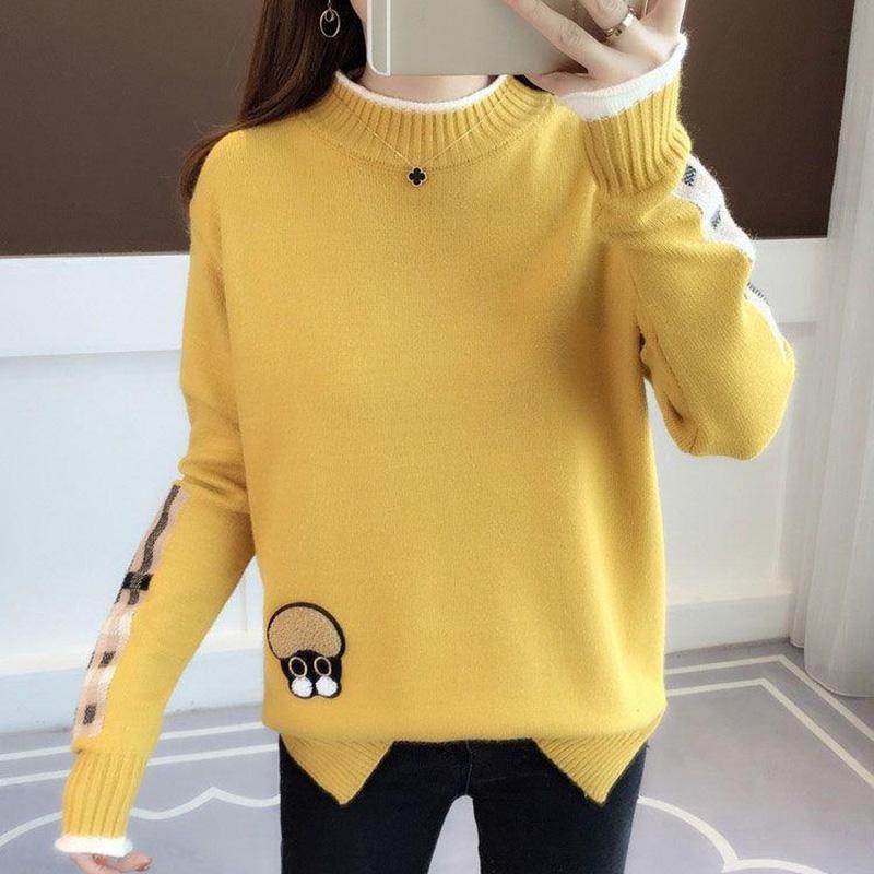Autumn and Winter Thick Warm Sweater Women's Students Loose Knit Bottoming Shirt