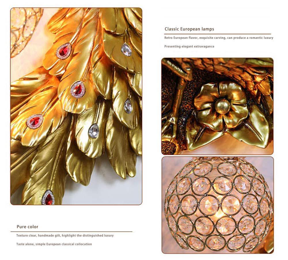 Luxury Peacock Crystal LED Wall Light Living Room Bedroom Bedside Wall Lamp Aisle Staircase Lights