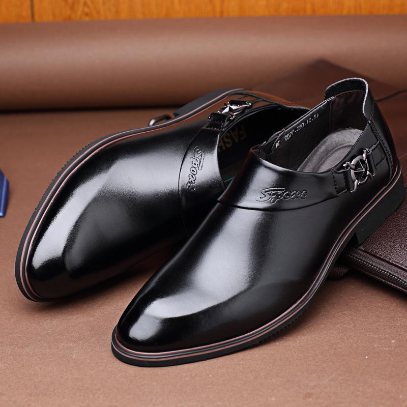 Pair of Shoes Men's Leather Business Casual Pointed Toe Shoes Wedding Shoes