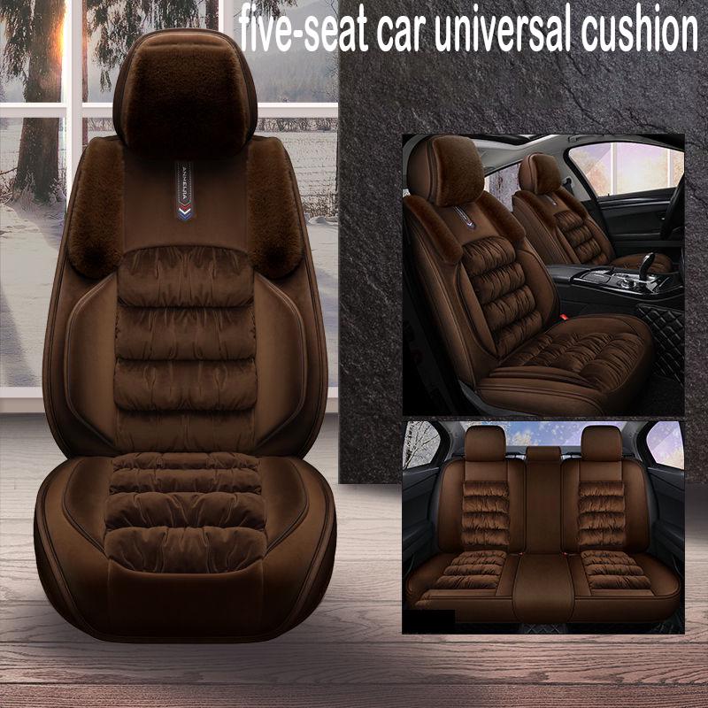 Fully-enclosed 5-seater car cushion winter warm and comfortable plush seat cover car cushion