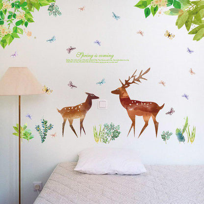 [Wall stickers] flower deer jungle butterfly wall stickers home decor living room kitchen wall decal