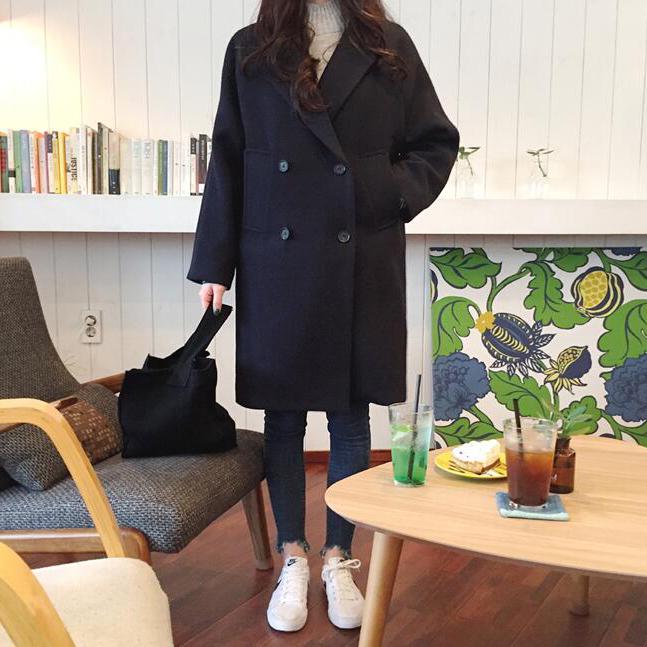 Women Wool Coat Winter Autumn Female Long Sleeve Double Breasted Long Jacket Casual Overcoat