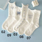 Five Pairs of White Lace Stockings Women's Korean Cartoon Jacquard Cute Stockings