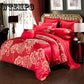 4pcs Home Textile Luxury Jacquard Satin Silk Bedding Set King Queen Size Duvet Cover Set
