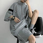 Summer Retro Short-sleeved Sports Suit Men and Women College Style Loose Short-sleeved Two-piece Wide-leg Five-point Shorts