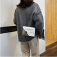 Women PU Box Bag Chain Letters Clutch Purse Shoulder Crossbody Bags Contrasting Color Stitching Design