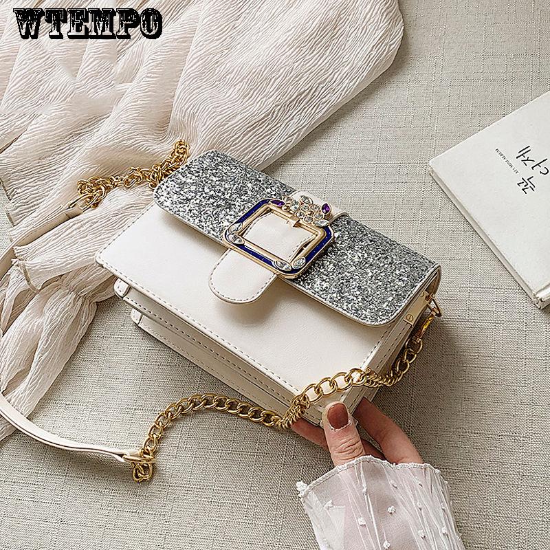 Fashion trend Messenger bag casual shopping street wild sequin chain shoulder bag handbag