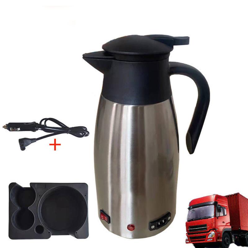 1500ml Car Stainless Steel Electric Heating Kettle 12V/24V Temperature Insulation Pot Coffee Tea Water Heating Pot