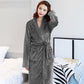 Autumn and Winter Flannel Nightgown Ladies Bathrobe Coral Fleece Thick Long-sleeved Pajamas Home Service Bathrobe Simple Style