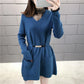 Autumn and Winter Fake Two-piece Mid-length Sweater Women Loose Waist Bottoming Sweater Skirt Lace Collar