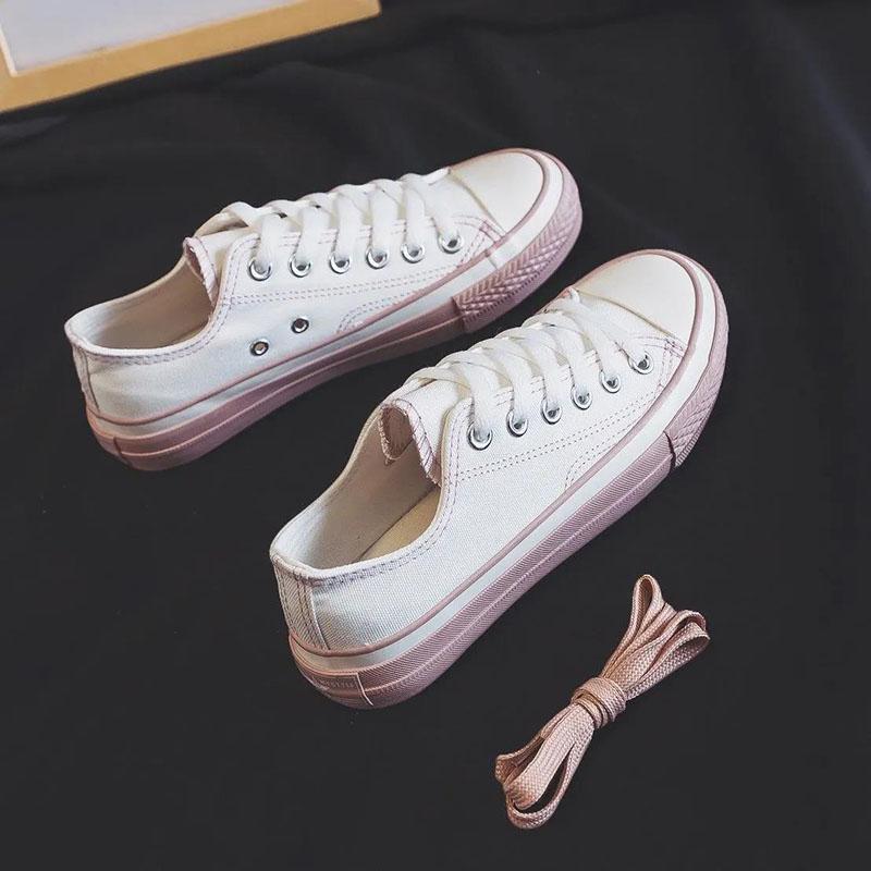 Japanese Women's White Shoes Canvas Shoes Jelly Color Female Students Korean Harajuku Sneakers