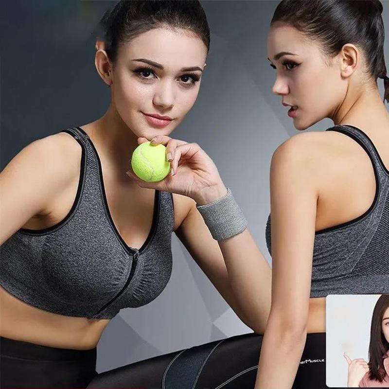Front Buckle Zipper No Steel Ring Sports Bra Vest Style Large Size Sports Shockproof Gathering Running Underwear Women
