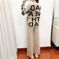 3pcs/set Knit Suit Women's Causul Letters Printed Knitted Sweater + Scarf+Knitted Pants 3 Piece Set Ladies Outfits Autumn Spring