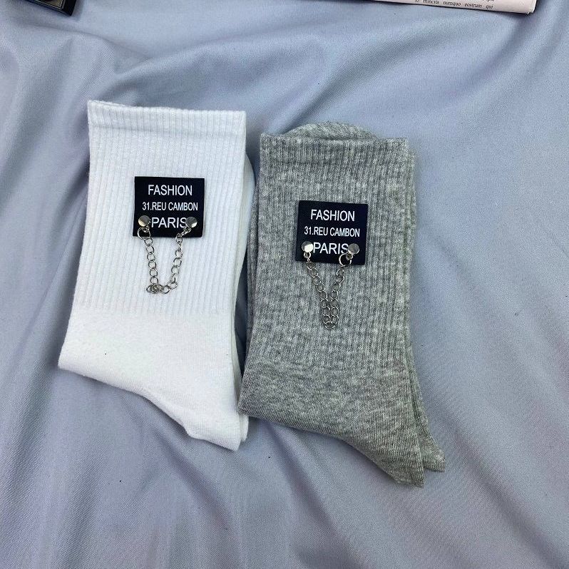 Two Pairs of Candy Color Chain Socks Korean Fashion Sports Cotton Socks