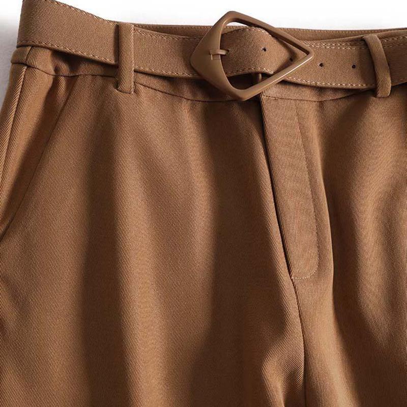 Loose Casual Pants Women Fashion High Waist Flared Long Trousers Black Lady Office Bottoms