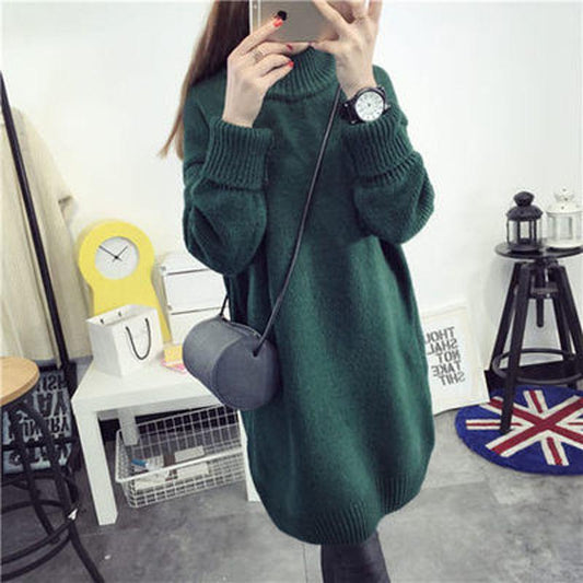 Pofulove Women Sweater Skirt Sweater Skirt Winter Loose Thick Thick Half Stitch Turtleneck